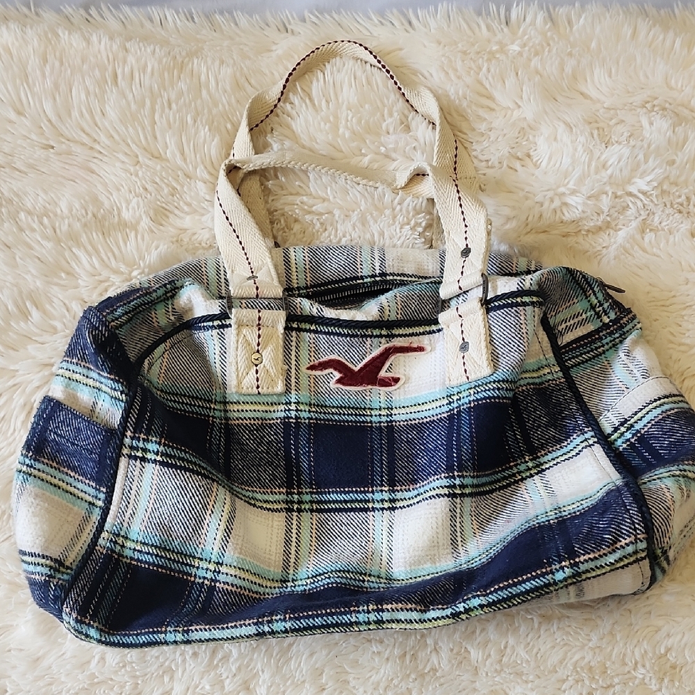 Vintage Hollister Y2K Blue Plaid Women's Weekender Bag